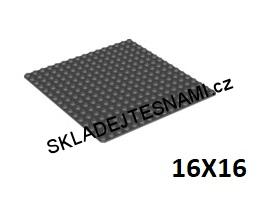 LH2309 LEGO HRANÁ PODLOŽKA DESTIČKA 16X16 NOPKŮ TMAVĚ ŠEDÁ ZÁKLADOVÁ DESKA