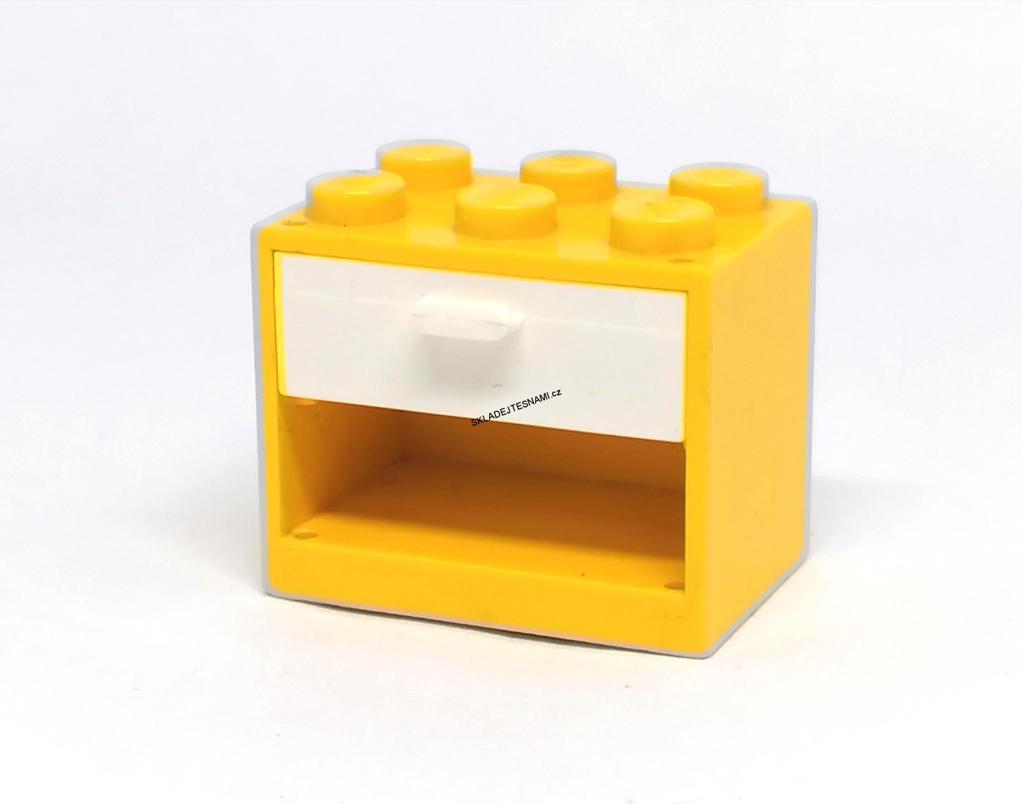 LH2106 LEGO HRANÁ SKŘÍŇKA ŽLUTÁ BÍLÝ ŠUPLÍK