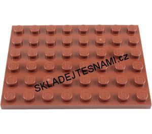 LH2206 LEGO HRANÝ DÍL PODLOŽKA DESTIČKA 6X8 NOPKŮ ČERVENOHNĚDÁ