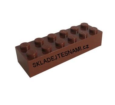 LH2533 LEGO HRANÁ KOSTKA 2X6 STŘEDNĚ HNĚDÁ