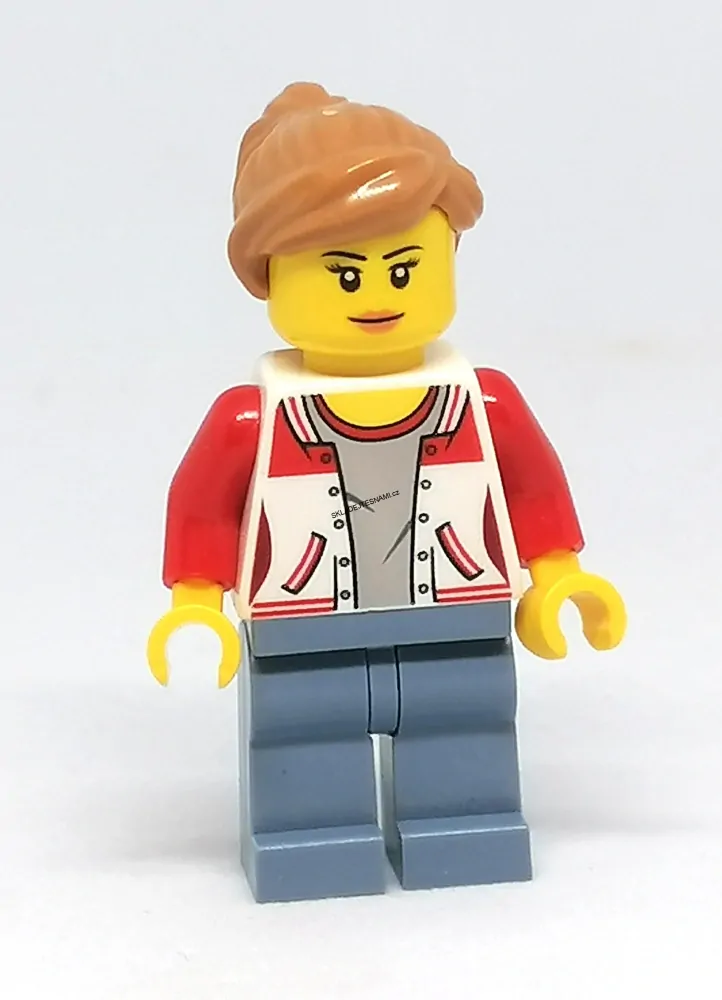 LH4268 LEGO HRANÁ MINIFIGURKA ŽENA MOTORKÁŘSKÁ BUNDA