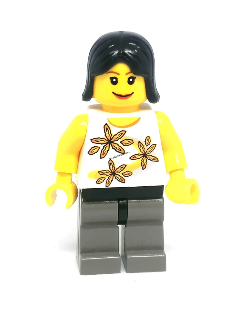Lh4718 LEGO HRANÁ MINIFIGURKA ŽENA ČERNÉ VLASY