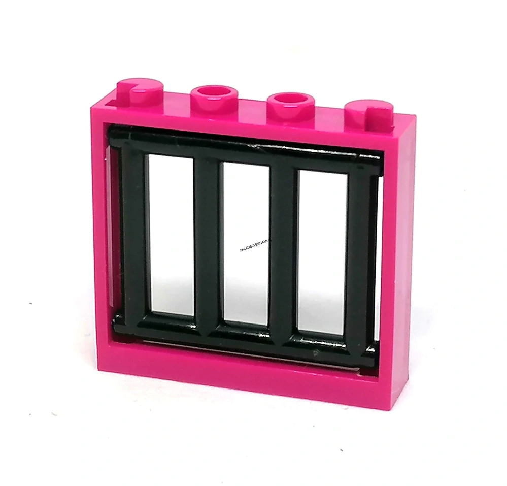 LH2997 LEGO HRANÉ OKNO RŮŽOVÝ RÁM ČERNÁ MŘÍŽ