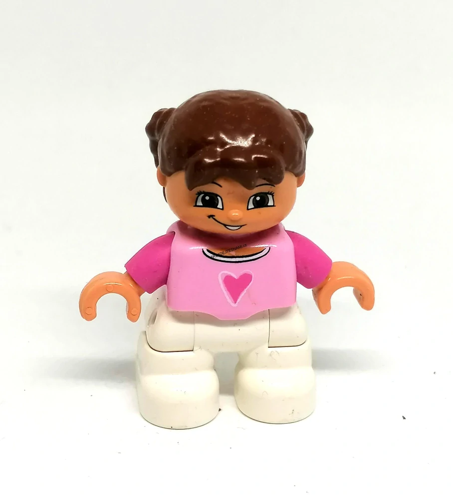 H611 DUPLO HRANÁ FIGURKA HOLČIČKA RŮŽOVÉ TRIČKO SE SRDÍČKEM