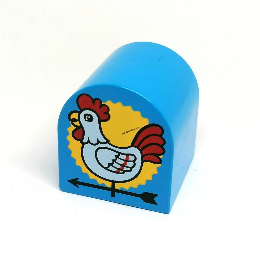 H641 DUPLO HRANÁ KOSTKA OBLOUK MODRÝ POTISK KOHOUT KOROUHEV