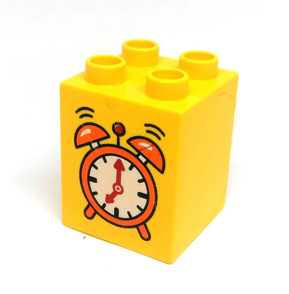 H697 DUPLO HRANÁ KOSTKA 2X2 NOPKY POTISK BUDÍK ŽLUTÁ