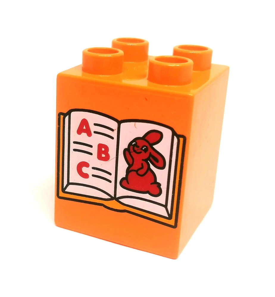H700 DUPLO HRANÁ KOSTKA 2X2 NOPKY POTISK SLABIKÁŘ ORANŽOVÁ