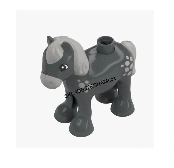 N1215 DUPLO NOVÝ KŮŇ KONÍK HŘÍBĚ ŠEDÉ