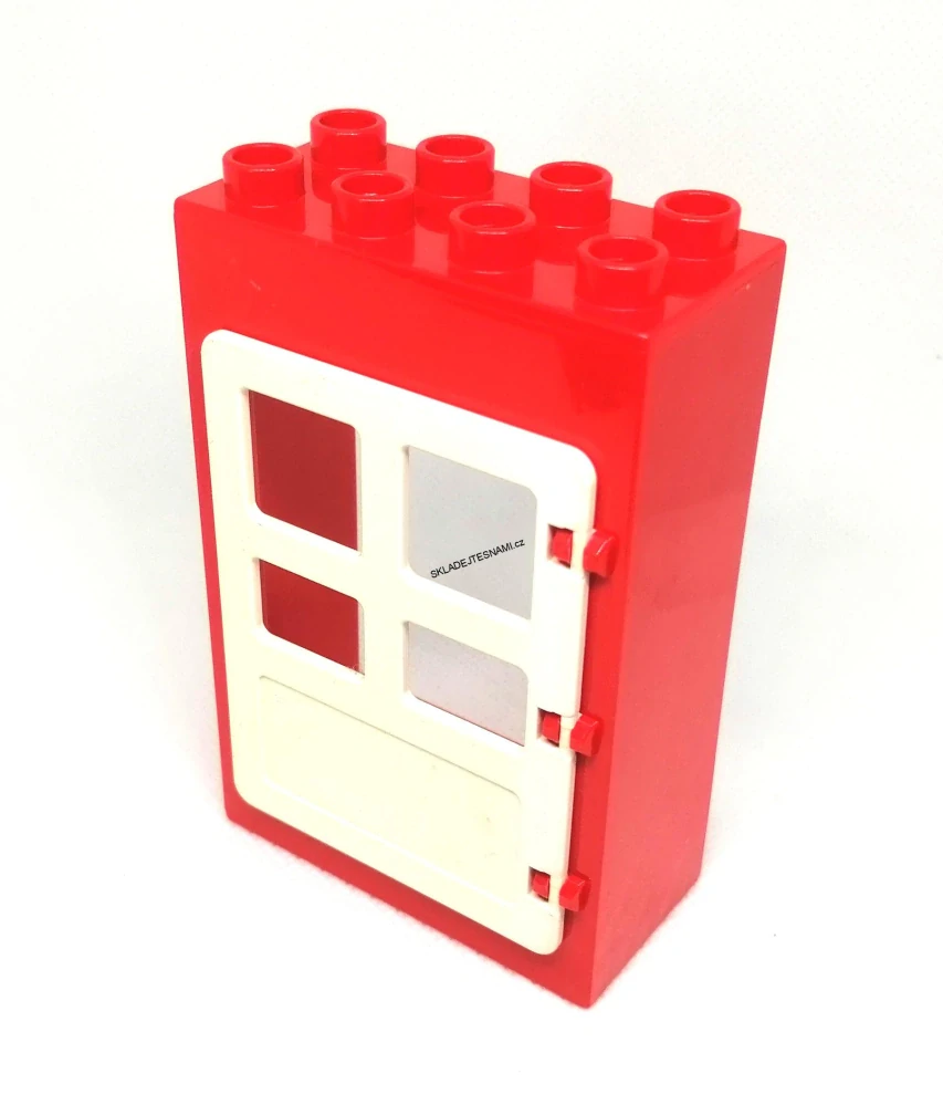 H952 DUPLO HRANÉ DVEŘE BÍLÉ ČERVENÝ RÁM