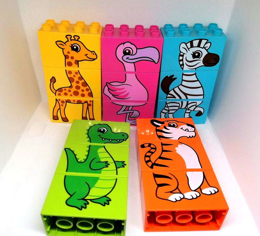 H976 DUPLO HRANÉ PUZZLE KOSTKY S POTISKEM ZVÍŘÁTKA - SADA