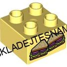H980 DUPLO HRANÁ KOSTIČKA 2X2 SVĚTLE ŽLUTÁ POTISK SENDVIČ