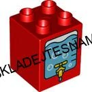H985 DUPLO HRANÁ KOSTIČKA 2X2 ČERVENÁ POTISK BAREL VODY