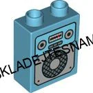 H986 DUPLO HRANÁ KOSTIČKA TYRKYSOVÁ POTISK RADIO MAGNETOFON PŘEHRÁVAČ