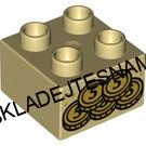 H988 DUPLO HRANÁ KOSTIČKA 2X2 BÉŽOVÁ POTISK BANKOVNKY PENÍZE MINCE