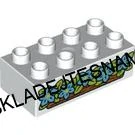 H999 DUPLO HRANÁ KOSTIČKA 2X4 BÍLÁ POTISK TRUHLÍK S KVĚTINAMI