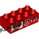 H1003 DUPLO HRANÁ KOSTIČKA 2X4 ČERVENÁ POTISK HASIČI