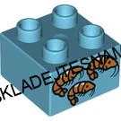 H1008 DUPLO HRANÁ KOSTIČKA TYRKYSOVÁ 2X2 POTISK KREVETY