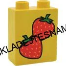 H1062 DUPLO HRANÉ KOSTKA ŽLUTÁ VYSOKÁ POTISK JAHODY