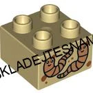 H1077 DUPLO HRANÉ KOSTKA BÉŽOVÁ POTISK ŽÍŽALA ČERV