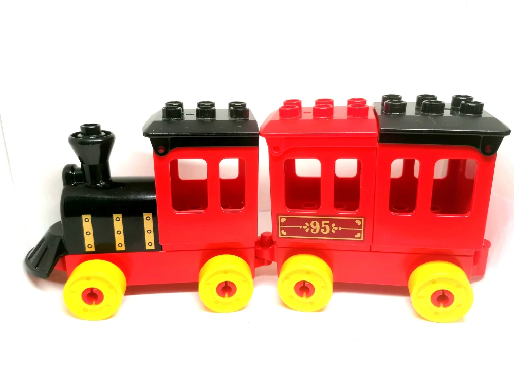 H1118 DUPLO HRANÝ VLAK LOKOMOTIVA S VAGONEM ČERNO ČERVENÁ