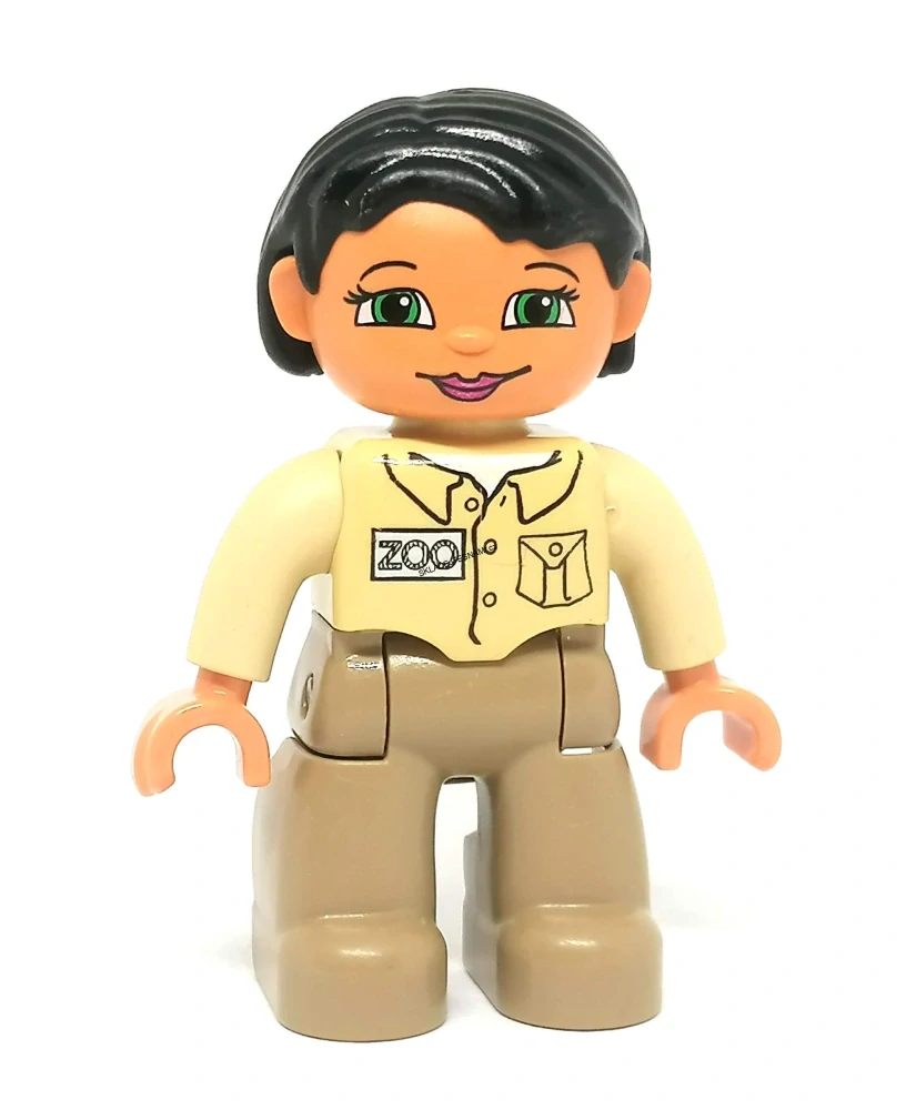H1256 DUPLO HRANÁ FIGURKA ŽENA OŠETŘOVATELKA ZOO HNĚDÉ KRÁTKÉ VLASY V BÉŽOVÉM
