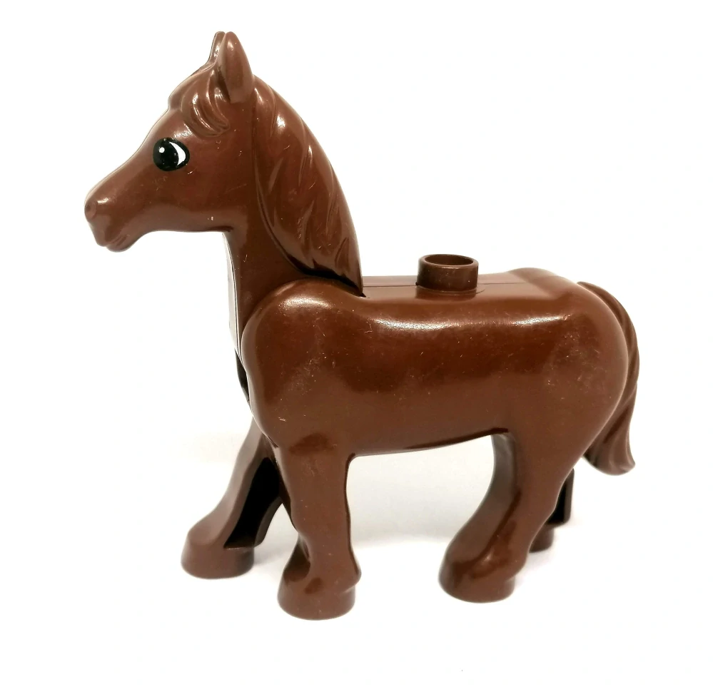 H1289 DUPLO HRANÝ KŮŇ HNĚDÝ VELKÝ OHÝBACÍ HLAVA