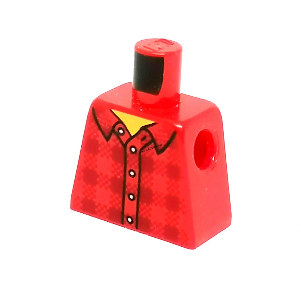 X586 LEGO HRANÝ DÍL TRUP BEZ PAŽÍ ČERVENÝ KÁROVANÁ KOŠILE