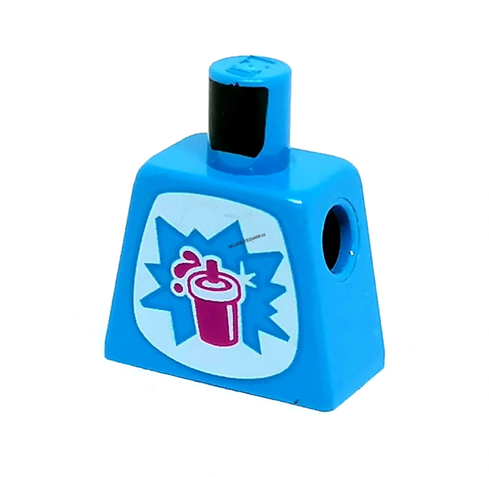 X596 LEGO HRANÝ DÍL TRUP BEZ PAŽÍ SVĚTLE MODRÝ POTISK LIMONÁDA