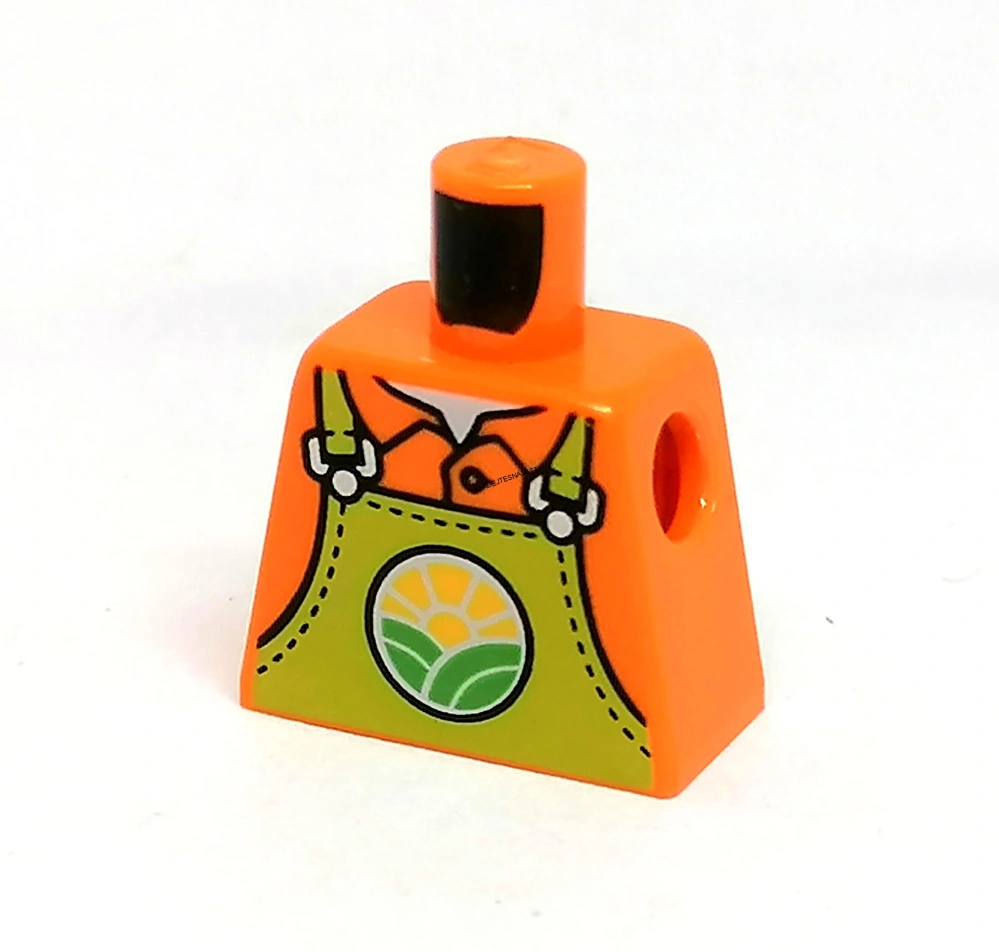 X602 LEGO HRANÝ DÍL TRUP BEZ PAŽÍ ORANŽOVÝ ZELENKAVÉ MONTÉRKY S LACLEM