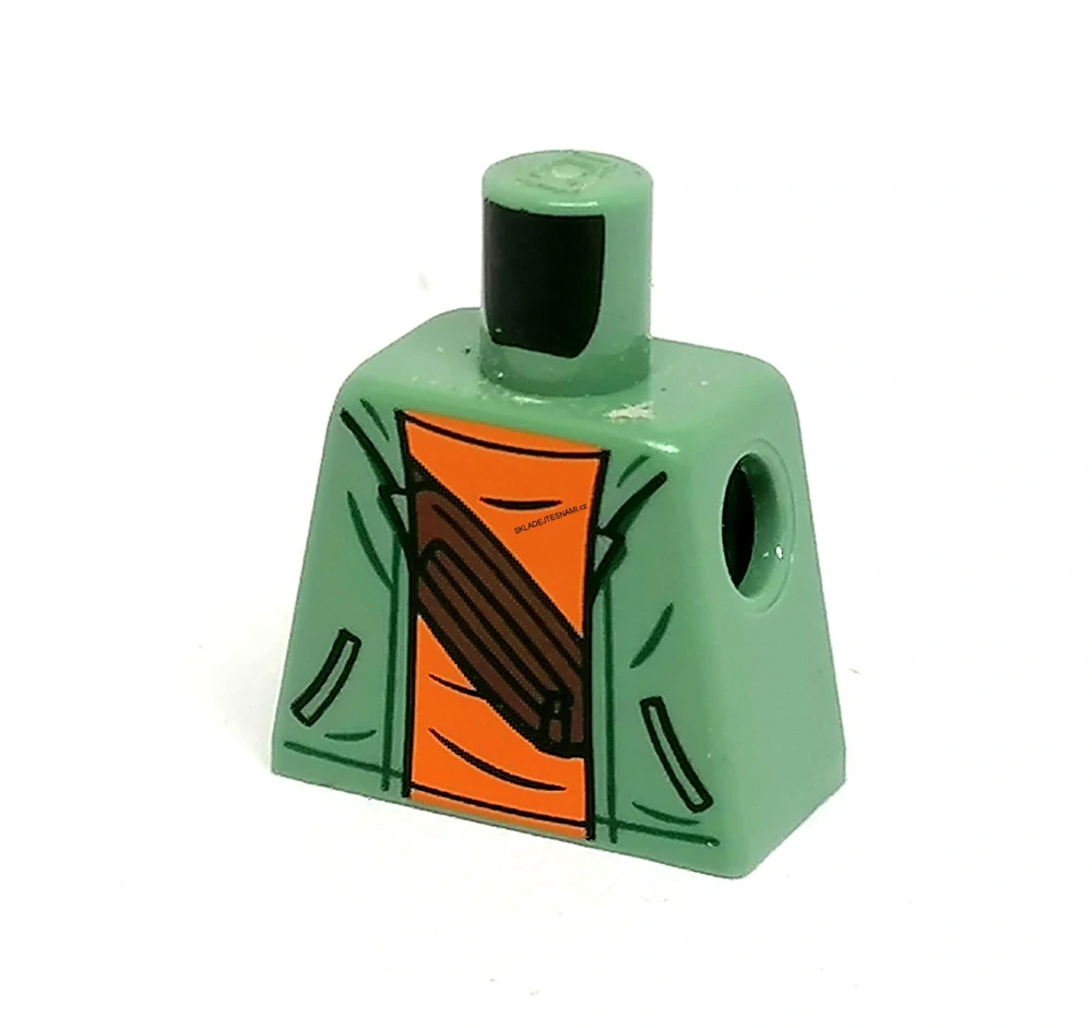 X607 LEGO HRANÝ DÍL TRUP BEZ PAŽÍ ZELENKAVÝ ORANŽOVÉ TRIČKO S LEDVINKOU