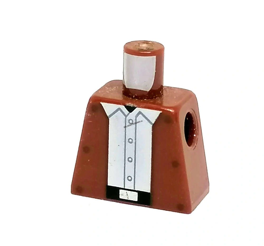 X621 LEGO HRANÝ DÍL TRUP BEZ PAŽÍ HNĚDÁ S BÍLOU KOŠILÍ