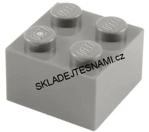 LH3172 LEGO HRANÁ KOSTKA 2X2 NOPKY SVĚTLE ŠEDÁ