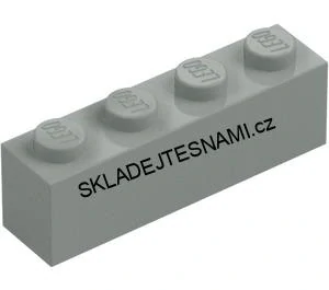 LH3174 LEGO HRANÁ KOSTKA 1X4 NOPKY SVĚTLE ŠEDÁ