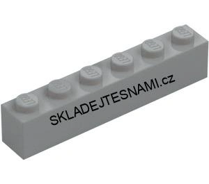 LH3175 LEGO HRANÁ KOSTKA 1X6 NOPKY SVĚTLE ŠEDÁ