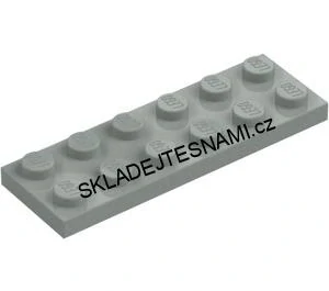 LH3178 LEGO HRANÁ KOSTKA 2X6 NOPKY SVĚTLE ŠEDÁ