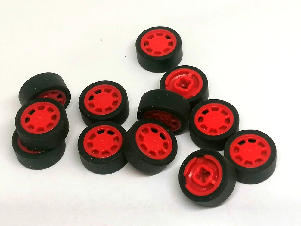 LH3229 LEGO HRANÁ SADA KOL 12 KS PRŮMĚR 13 MM MALÝ KOLÍK HLADKÁ PNEU ČERVENÝ STŘED