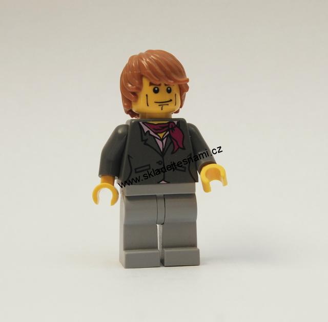 LH308 LEGO HRANÁ FIGURKA MUŽ S ŠÁTKEM ŠEDÝ