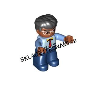 N1044 DUPLO NOVÁ FIGURKA MUŽ TMAVÁ PLEŤ BÍLÉ BRÝLE