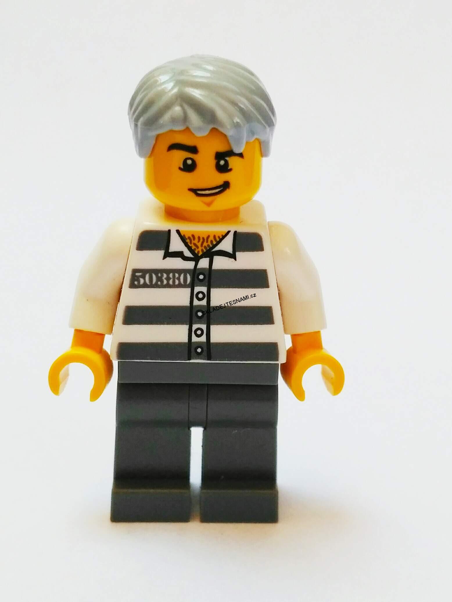 LN1602 LEGO NOVÁ MINIFIGURKA CITY VĚZEŇ SENIOR ŠEDÉ VLASY