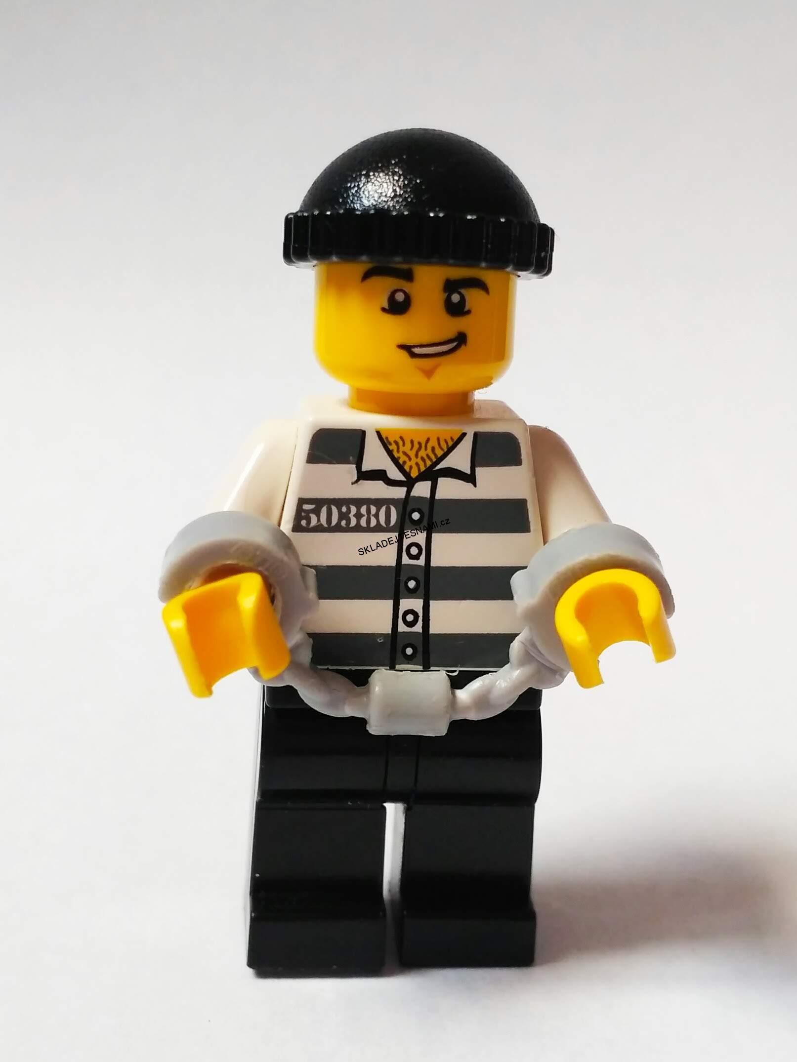 LH835 LEGO HRANÁ MINIFIGURKA VĚZEŇ S ŽELÍZKY POUTY