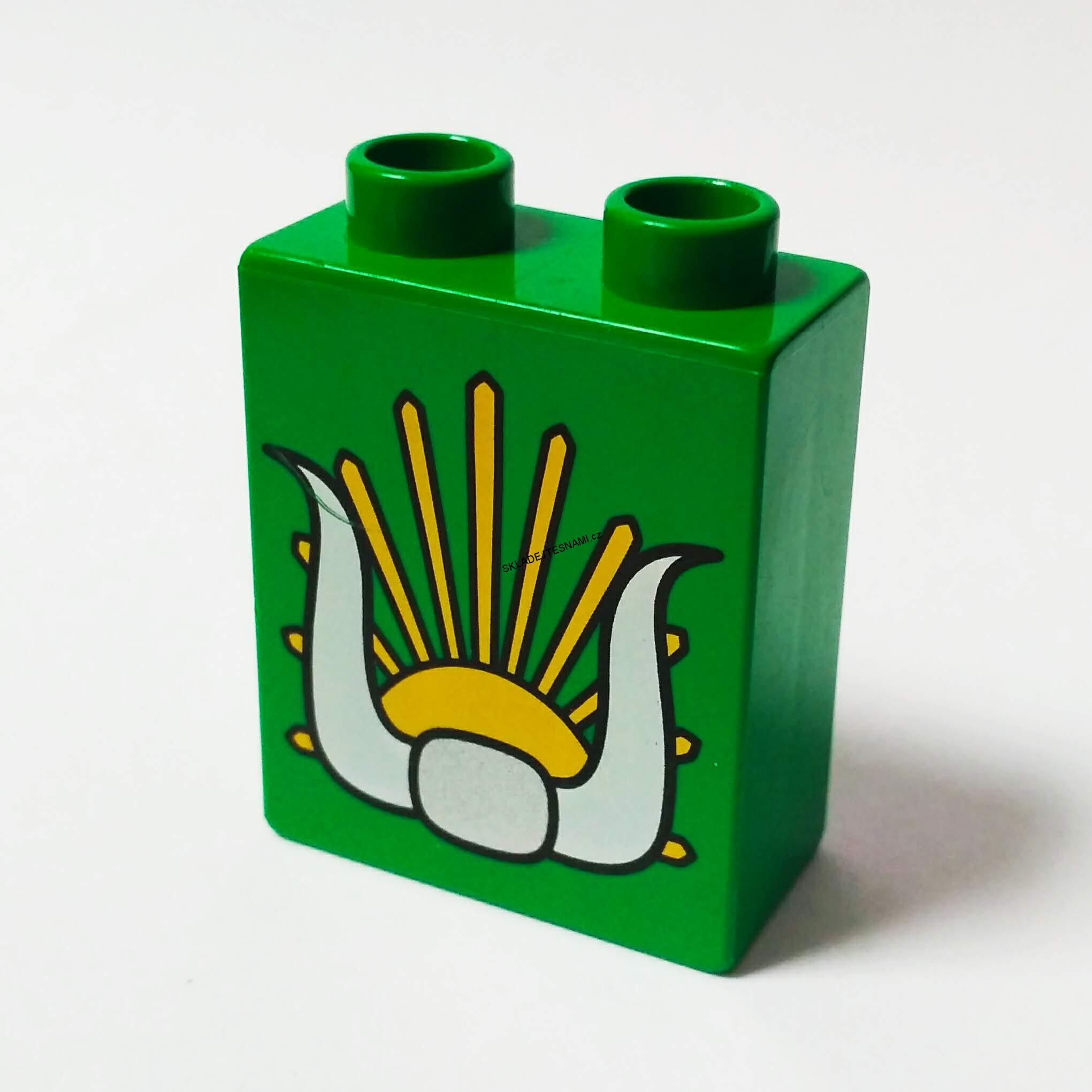 H421 DUPLO HRANÝ DÍL KOSTKA POTISK ZELENÁ ROHY