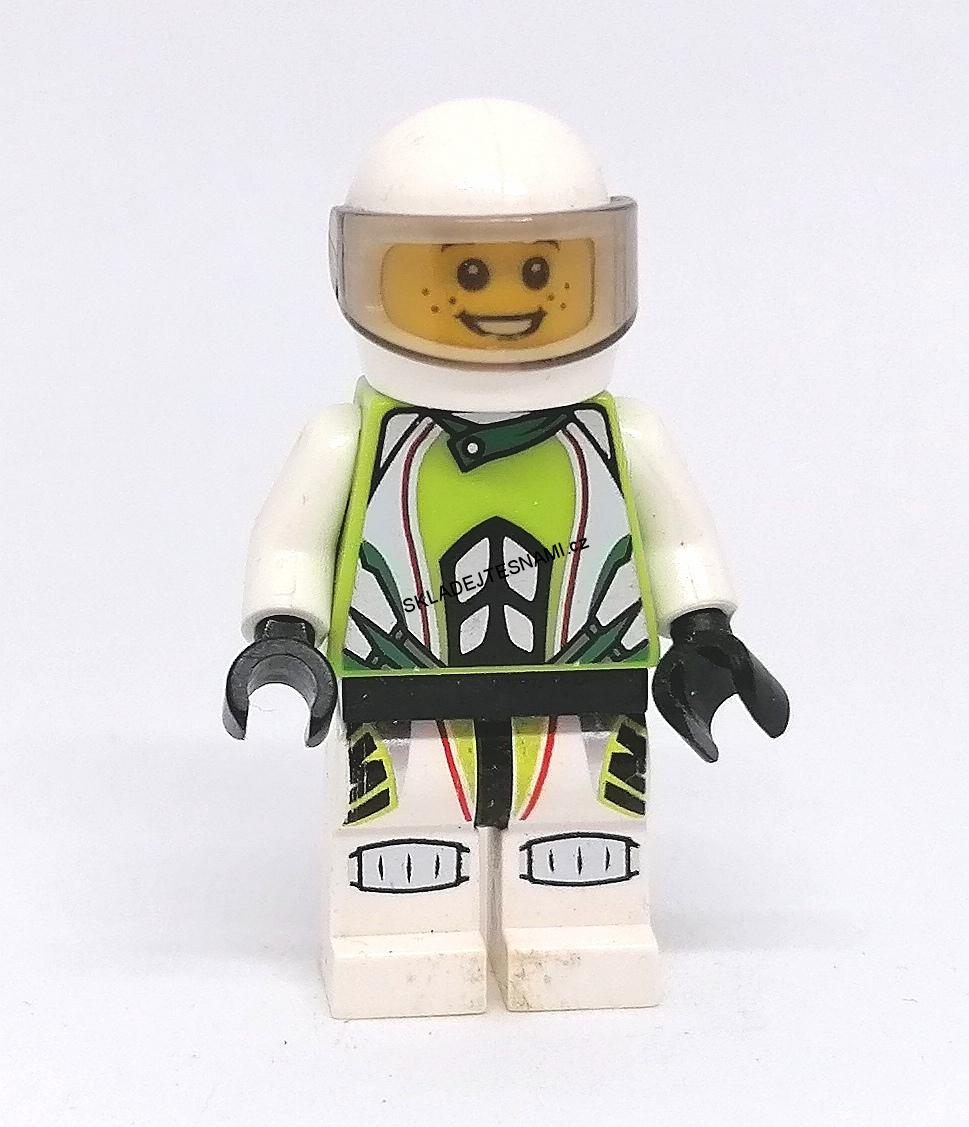 LH2001 HRANÁ LEGO MINIFIGURKA MUŽ ZÁVODNÍK V HELMĚ