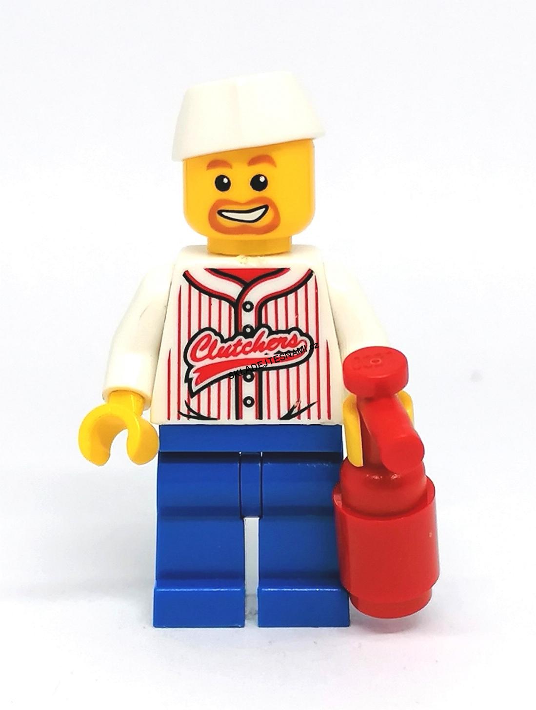LH2142 HRANÁ LEGO MINIFIGURKA MUŽ KUCHAŘ PRODAVAČ PÁRKŮ S KEČUPEM