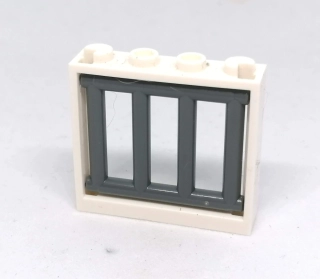 LH2254 LEGO HRANÝ DÍL OKNO BÍLÝ RÁM ŠEDÁ MŘÍŽ