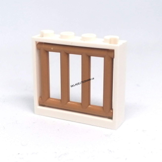 LH2260 LEGO HRANÝ DÍL OKNO BÍLÝ RÁM SVĚTLE HNĚDÁ MŘÍŽ