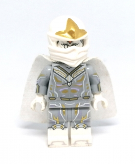 LH3221 LEGO HRANÁ MINIFIGURKA NINJAGO BÍLO STŘÍBRNÁ S BÍLÝM PLÁŠTĚM