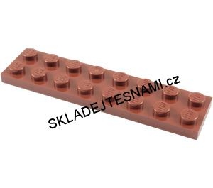LH2532 LEGO HRANÁ KOSTKA PLOCHÁ 2X8  STŘEDNĚ HNĚDÁ
