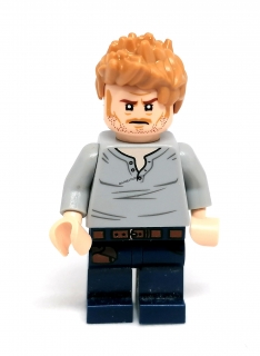LH3330 LEGO HRANÁ MINIFIGURKA MUŽ TRČAVÉ VLASY ŠEDÁ KOŠILE