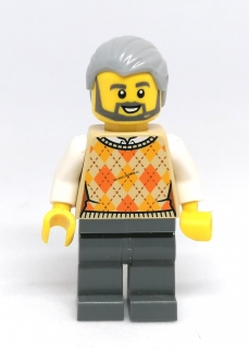 LH3332 LEGO HRANÁ MINIFIGURKA MUŽ DĚDA ŠEDÉ VLASY