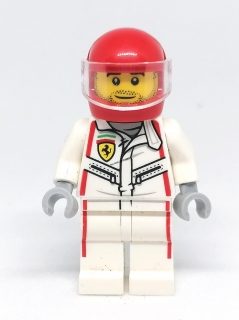 LH3379 LEGO HRANÁ MINIFIGURKA ZÁVODNÍK ŘIDIČ STÁJE FERRARI